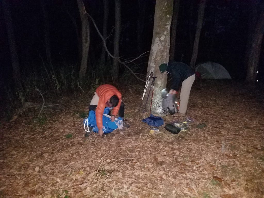 Setting Up Camp the First Night